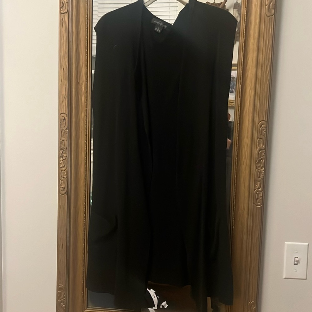 August silk cotton blend sleeveless sweater duster small